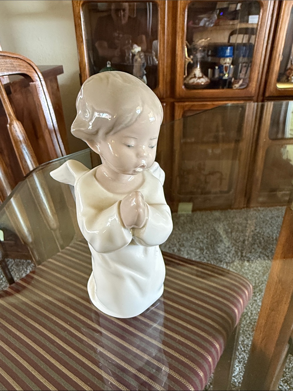 White Ceramic Lladro Praying Angel Figurine